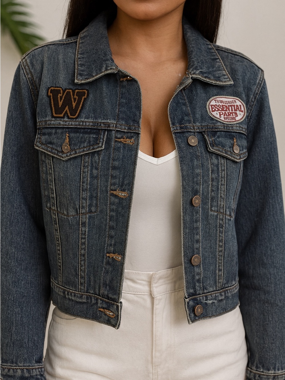 Blue Denim Jacket with Varsity Patch